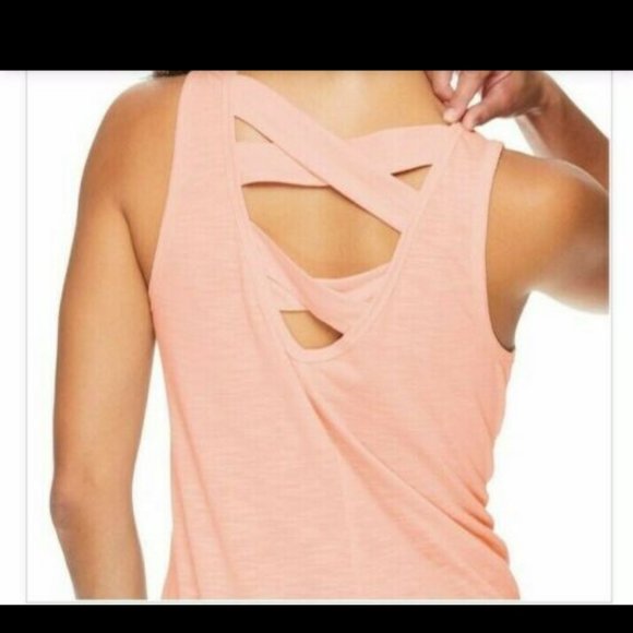 GAIAM Tops - GAIAM PINK RED  CRISS CROSS BACK FLOW TANK TOP S